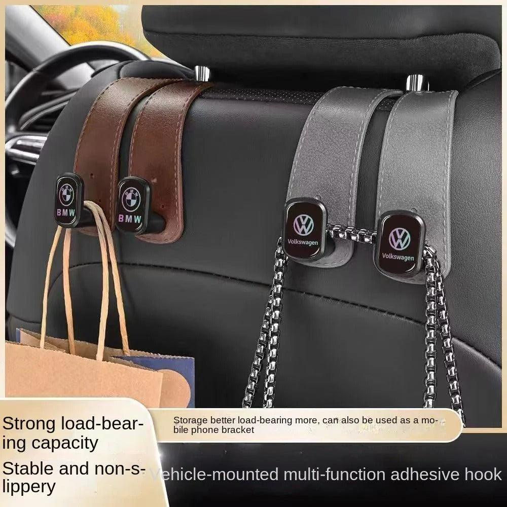 Car Seat Hook with Car Logo, Rear Seat Car Hook, Multifunctional Rear Seat Thickened Hanger for Car Interior Secondary image